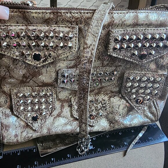NWOT Rebecca Minkoff Harper Snakeskin Studded 2 way bag